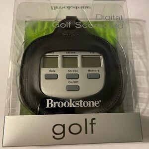 Brookstone Digital Golf Scorecard w Leather Pouch Shock/Water Resistant New